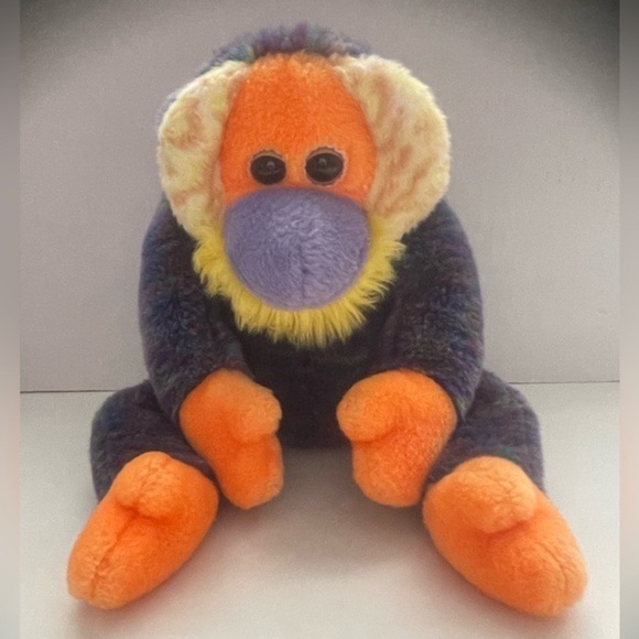 Ty Other - 14” Ty Orangutan Beanie Buddy /Purple Orange Yellow in Colour